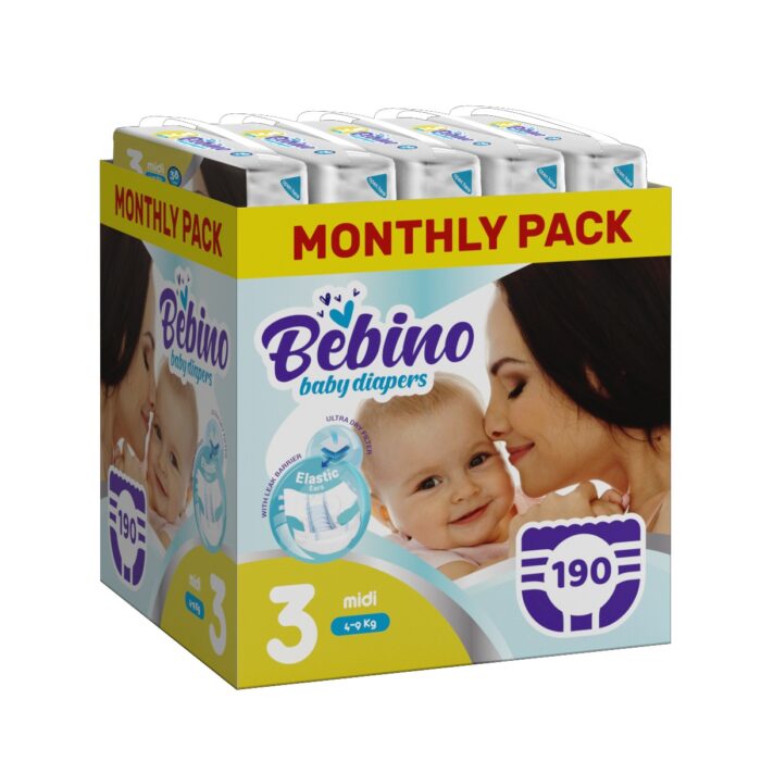 Bebino midi no3 4-9 kg 38 τμχ